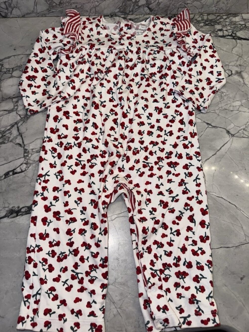 Vineyard Vines 12-18 Months Red Floral Holly Romper